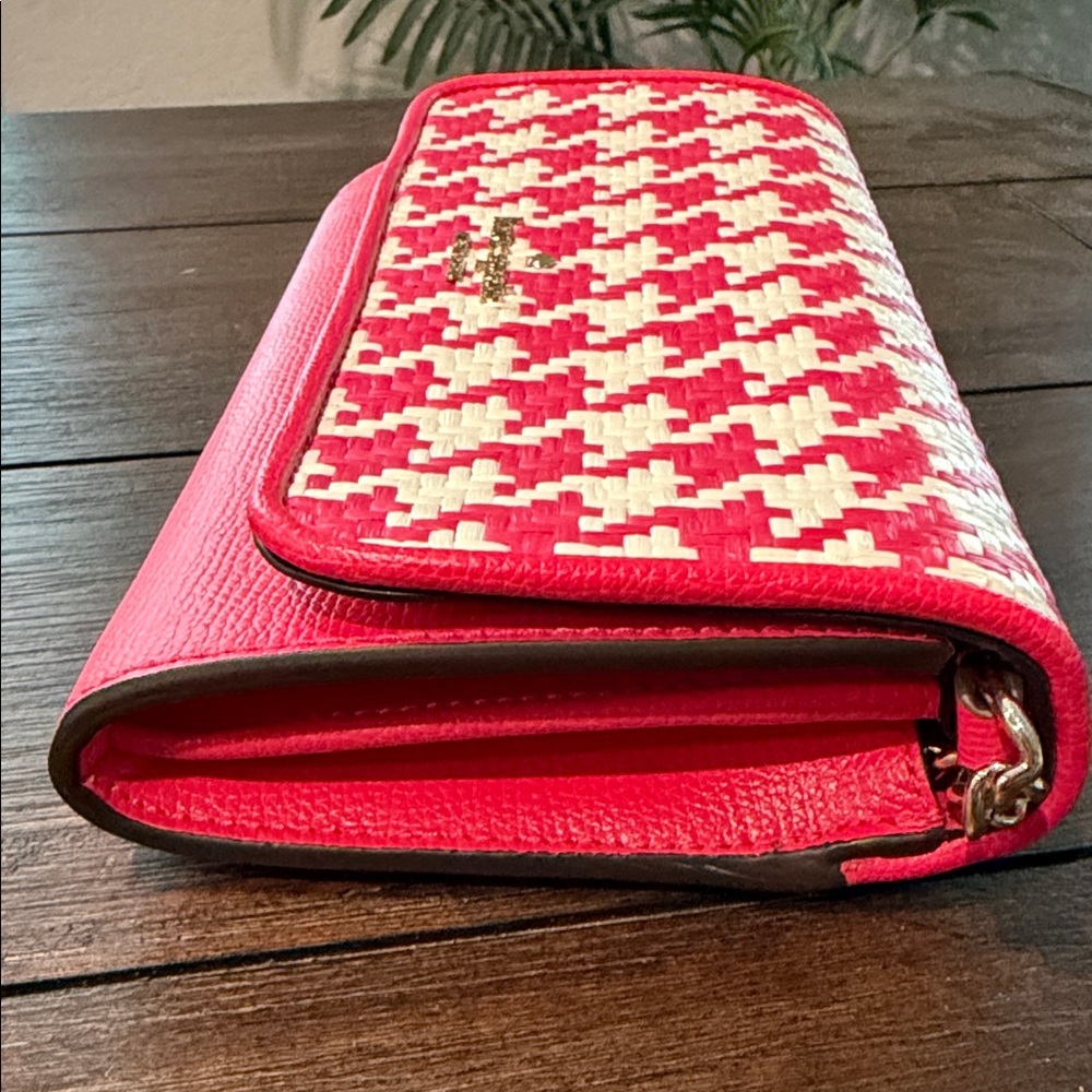 kate spade NWT $289 pink and cream woven crossbody clutch - Picture 12 of 13